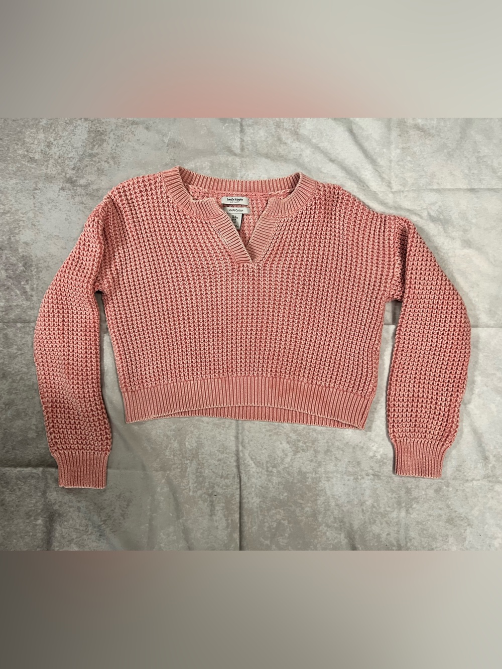 Haute Hippie Dusty Rose Knit V-Neck cropped Sweater